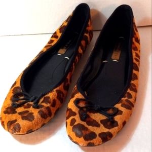 3/$30.  BCBGMaxazria Tilly leopard pony flats